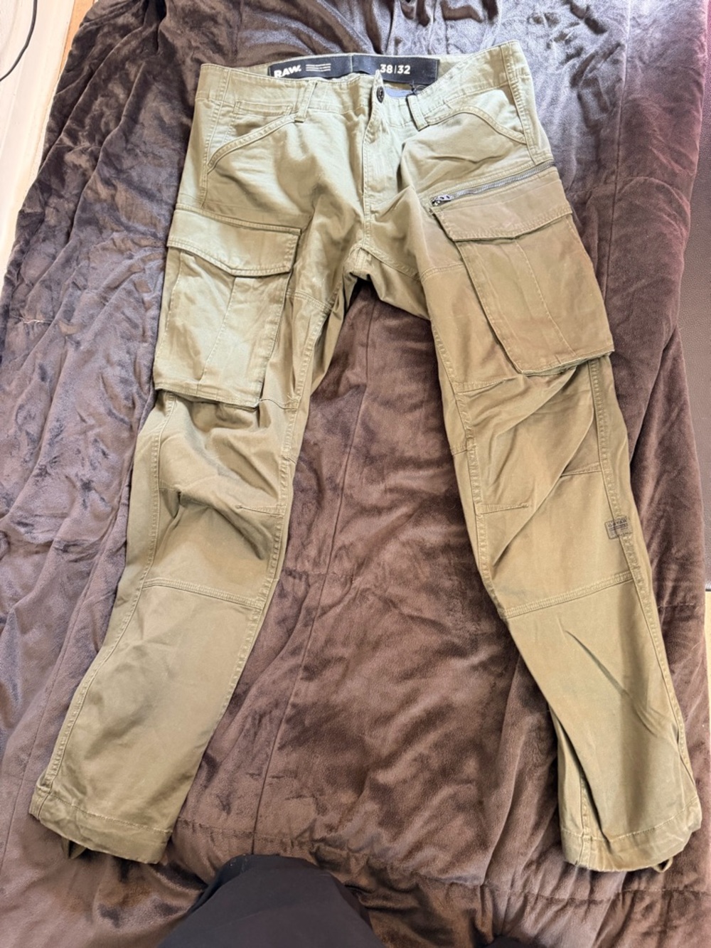 G-Star Olive Cargo Pants with Zip & Flap Pockets